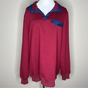 Merokeety womens quilted sweatshirt 1/4 snap neckline burgundy red size XL.